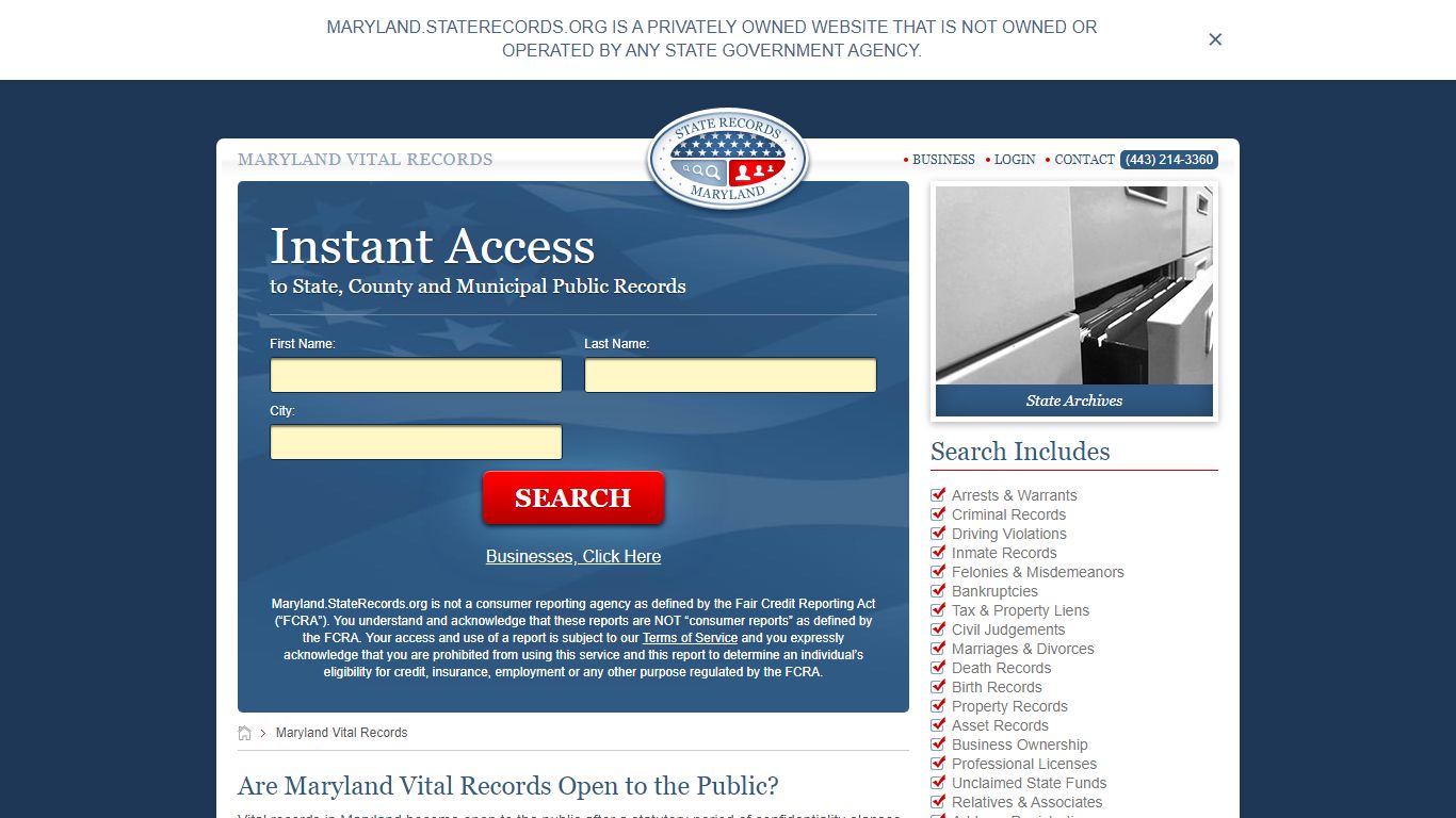 Maryland Vital Records | StateRecords.org